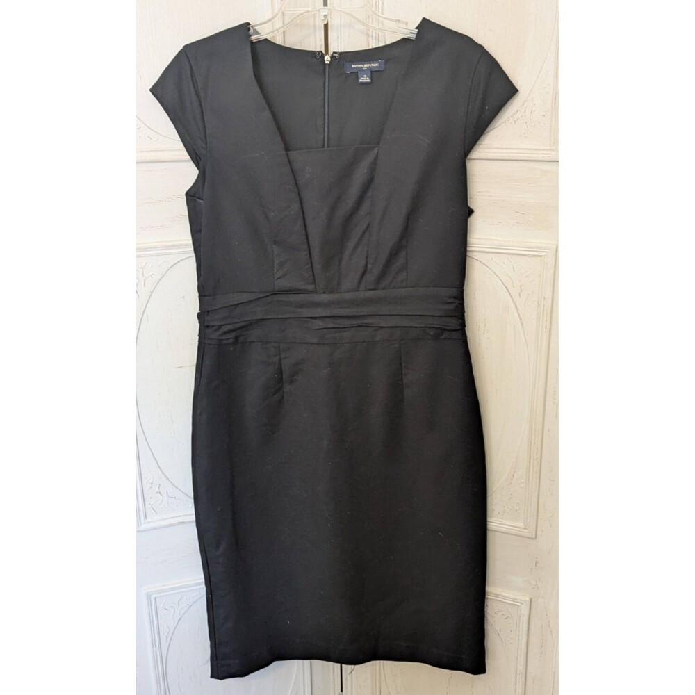 Banana Republic Dress Womens Size 10 Black Cap Sleeve Sheath Business LBD